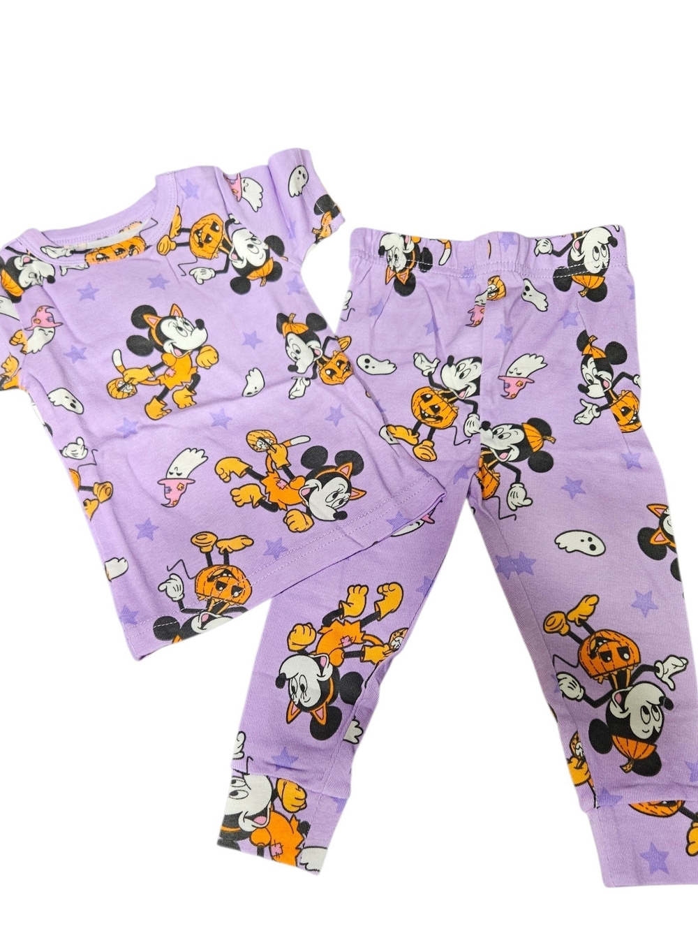 Disney Purple Halloween Mickey Pajama Set with Orange Accents